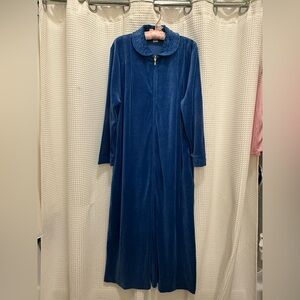 Vintage Norm Thompson Royal Blue Long Sleeve House Dress - Petite Large